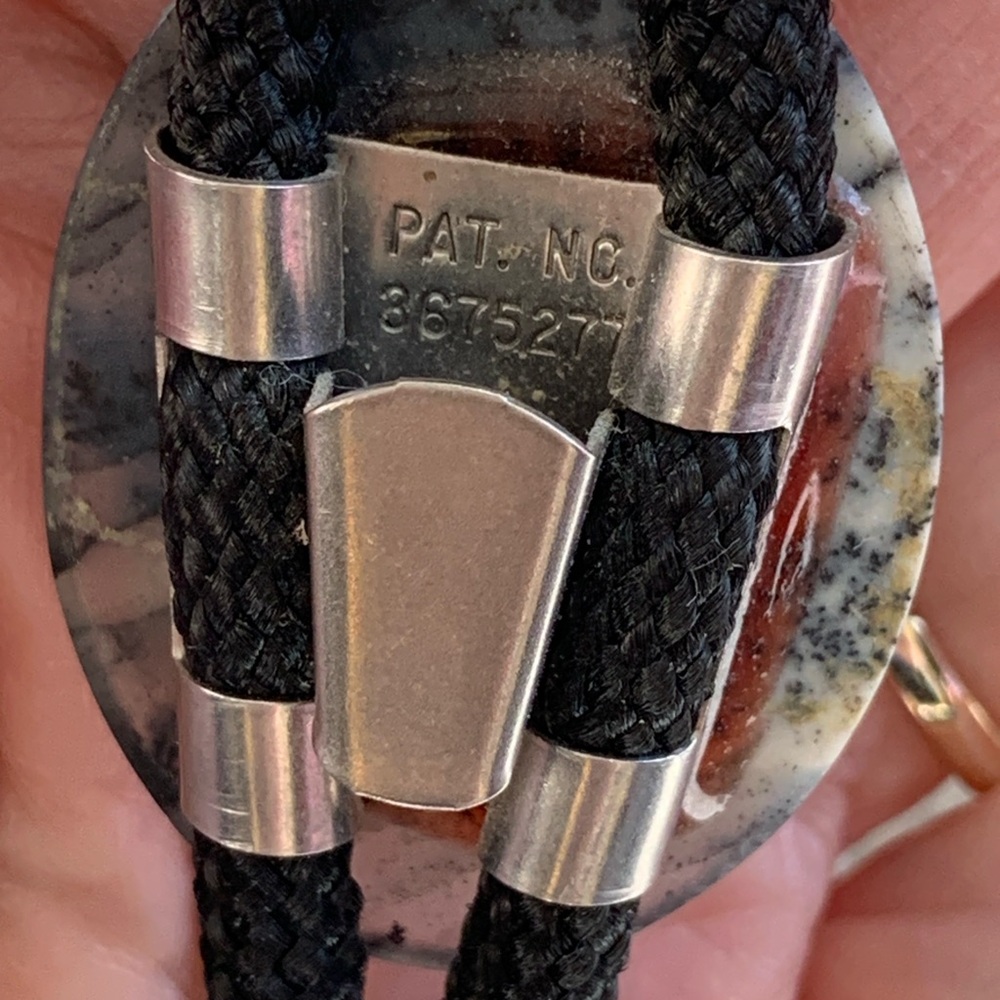 Vintage Stone Bolo Tie with Black Braided Cord - Picture 6 of 9